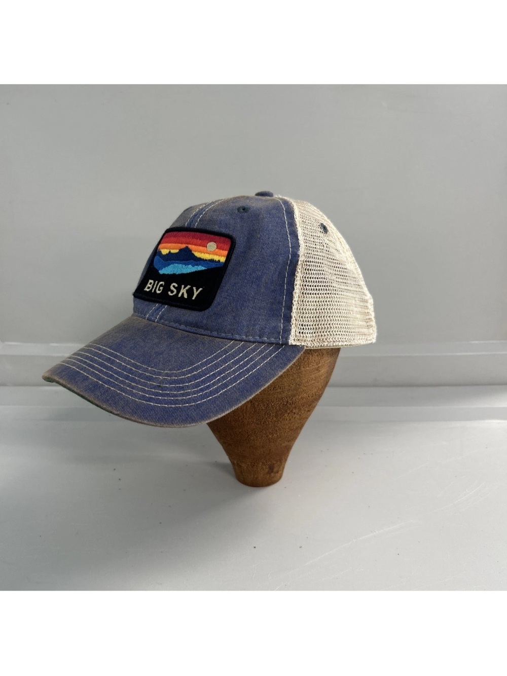 Big Sky Montana Trucker Hat SnapBack Adjustable Blue And White Retro Style OSFM - Picture 2 of 7